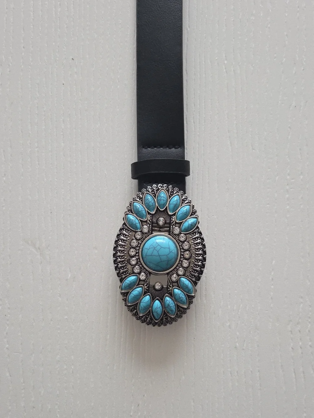 Black Belt With Turquoise Decor